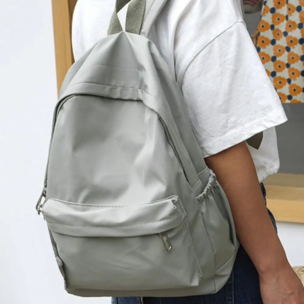 Sac à dos en nylon imperméable de grande capacité, sac à dos de couleur unie, sac d'école décontracté ultra-léger pour étudiants voyageurs